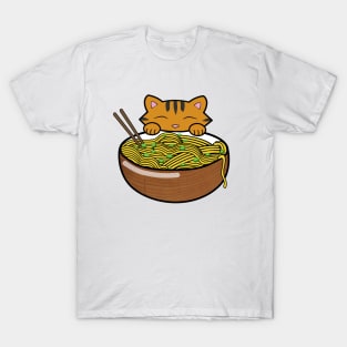 Cute Tiger Eating Ramen Noodles T-Shirt